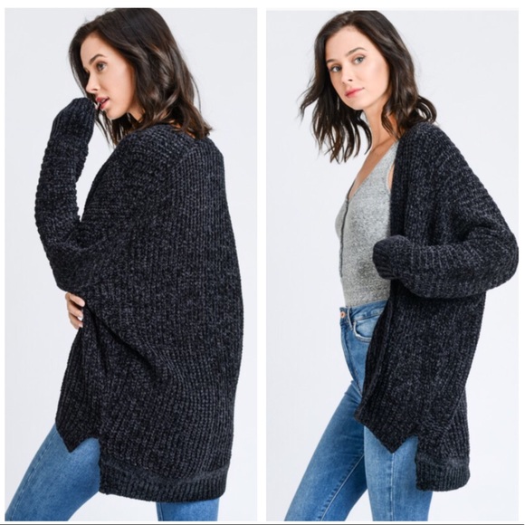 CORY- Cozy Open Front Drop Hem Cardigan - Picture 4 of 6